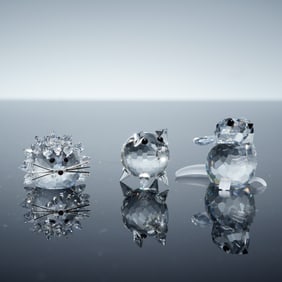 3pc Swarovski Crystal Figurines, Field mouse, Hedgehog, & Mini Pig
