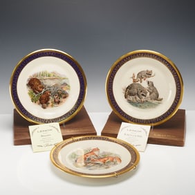 3pc Lenox Porcelain Boehm Woodland Wildlife Plates