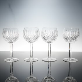 4pc Waterford Crystal Hock Wine Glasses, Lismore