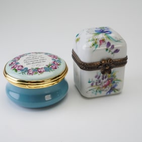 2pc Halcyon Days and Limoges Enamel Boxes