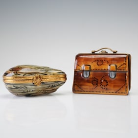 2pc Limoges Porcelain by Rochard Treasure Boxes