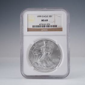 1999 American Eagle Silver Dollar MS69 NGC Graded Coin