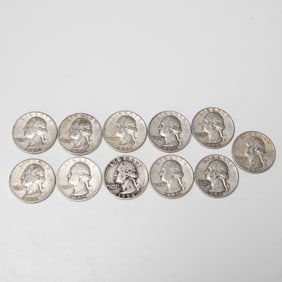 11pc 1950 to 1958 Washington Silver Quarters