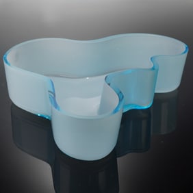 Iittala by Alvar Aalto Blue Blown Glass Bowl