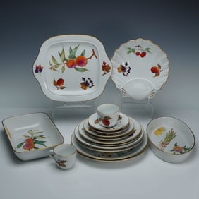 16pc Royal Worcester Porcelain Dinnerware Set for Two, Evesham Pattern