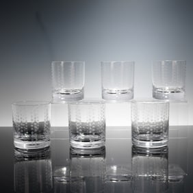 6pc Artel Crystal Double Old Fashioned Whiskey Glasses, Bublinka