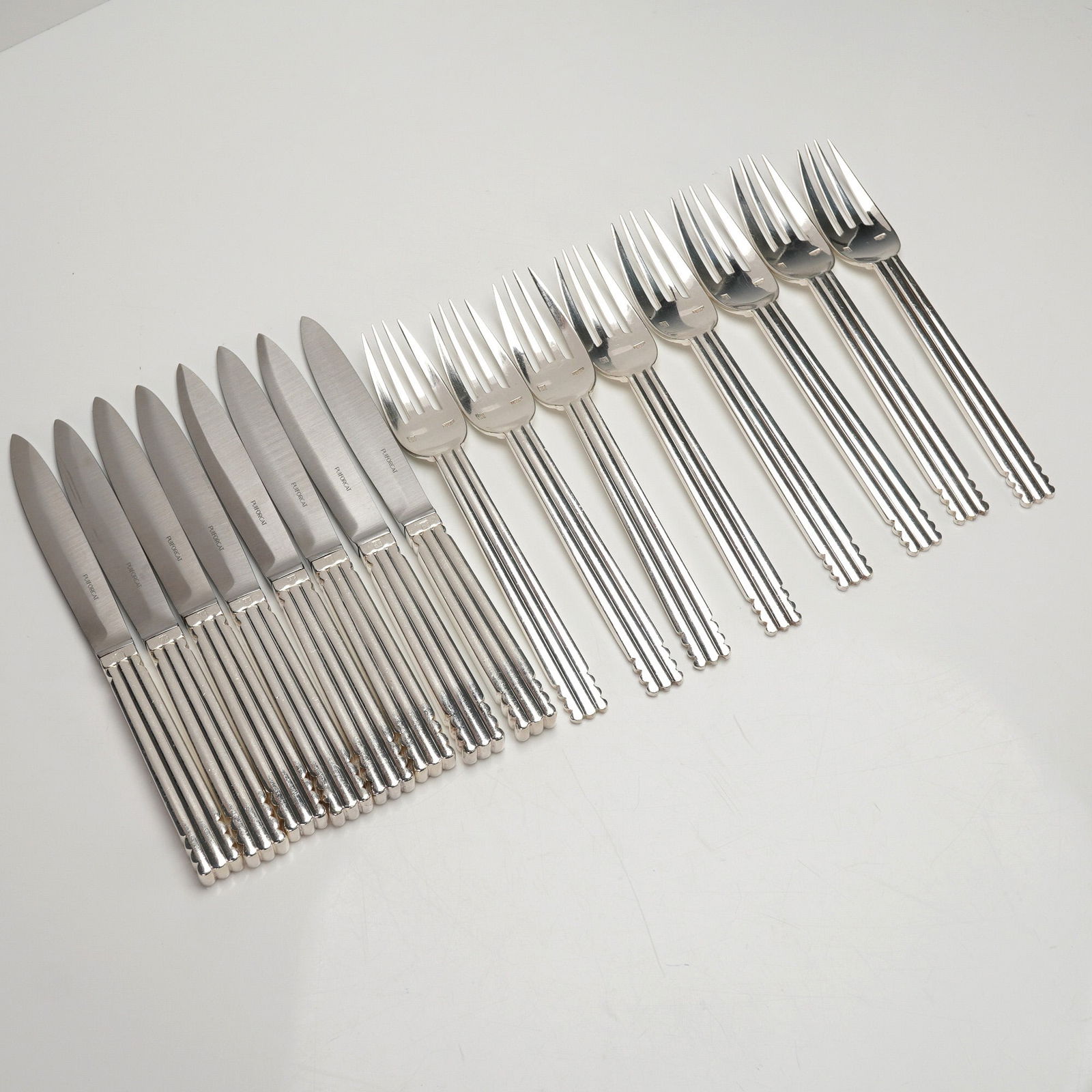 16pc Puiforcat Silver Plated Dinner Forks and Knives, Nantes (1 of 5)