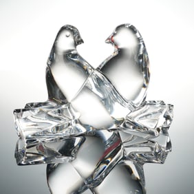 Baccarat Crystal Figurine, Loving Doves