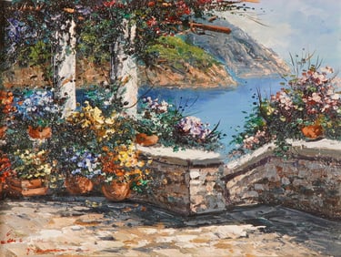 Domenico Caiazza (Italian b.1953) Oil on Canvas, Amalfi Coast, Signed