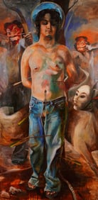 Kim Heise, Life-Size Oil on Canvas, Modern San Sebastian, Signed