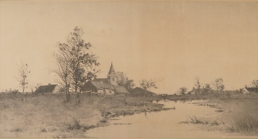 Alfred J. Haller (American, 19th-20th Century) Etching on Board, Signed