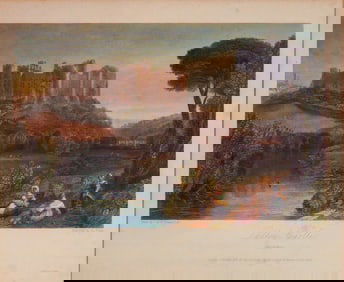 After J. M. W. Turner, Hand-Colored Engraving on Paper, Ludlow Castle