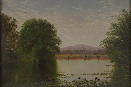 Edouard G McDowell, 1850s Gouache on Board, Catawissa Creek Penn, Signed