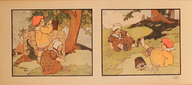 Mary Louise Spoor, 1917 Lithograph on Paper, Jack and Jill Nursery Rhyme