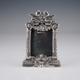 Sterling Silver Picture Frame with Cherubs and Neoclassical Columns