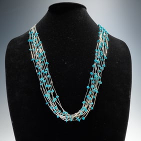 Sterling Silver and Turquoise Multi-Strand Necklace