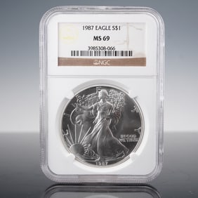 1987 American Silver Eagle MS69 NGC Slabbed Coin