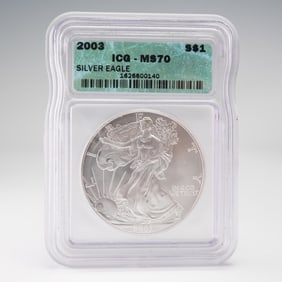 2003 American Silver Eagle $1 Coin ICG Graded MS70