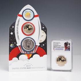 2019 U.S. Mint Rocketship Set & 2019-S Dollar Coin NGC Graded PF 70