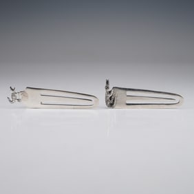 2pc Sterling Silver Bookmark Page Markers with Alligator Figures