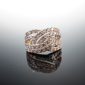 10K Gold Champagne Diamond Crossover Ring
