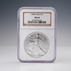 1988 American Silver Eagle Dollar Coin NGC Graded MS 69