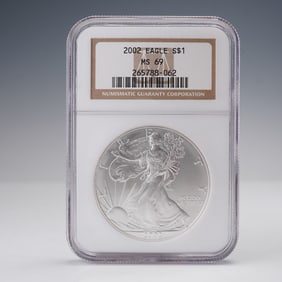 2002 American Silver Eagle Dollar Coin NGC Graded MS 69