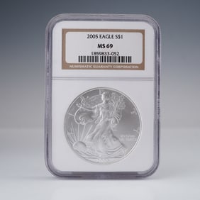 2005 American Eagle Silver Dollar MS69 NGC Graded Coin