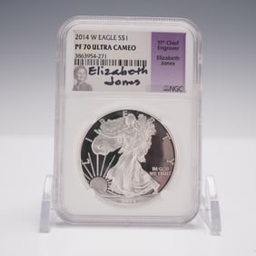 2014-W Silver Eagle $1 NGC Graded PF70 Ultra Cameo Elizabeth Jones Signed