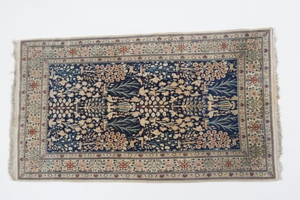 Persian Hand-Knotted Wool Rug with Tree of Life Design