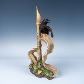 Boehm Porcelain Figurine, Perched Bird on Branch Sculpture