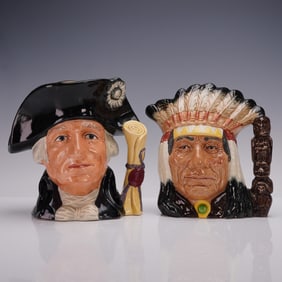 2pc Royal Doulton LG Character Jugs, Indian D6611 & Washington D6669