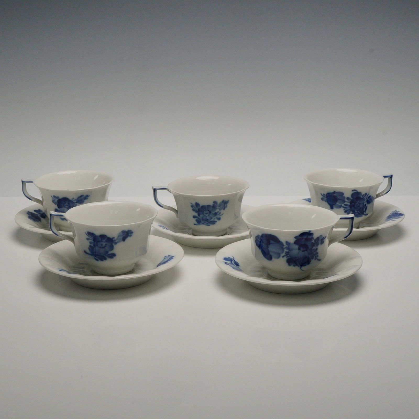 5pc Royal Copenhagen Cup and Saucer Set, Blue Flowers (1 of 5)