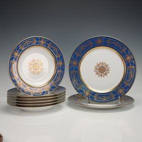 8pc Bernardaud French Porcelain Dinnerware, Aux Rois