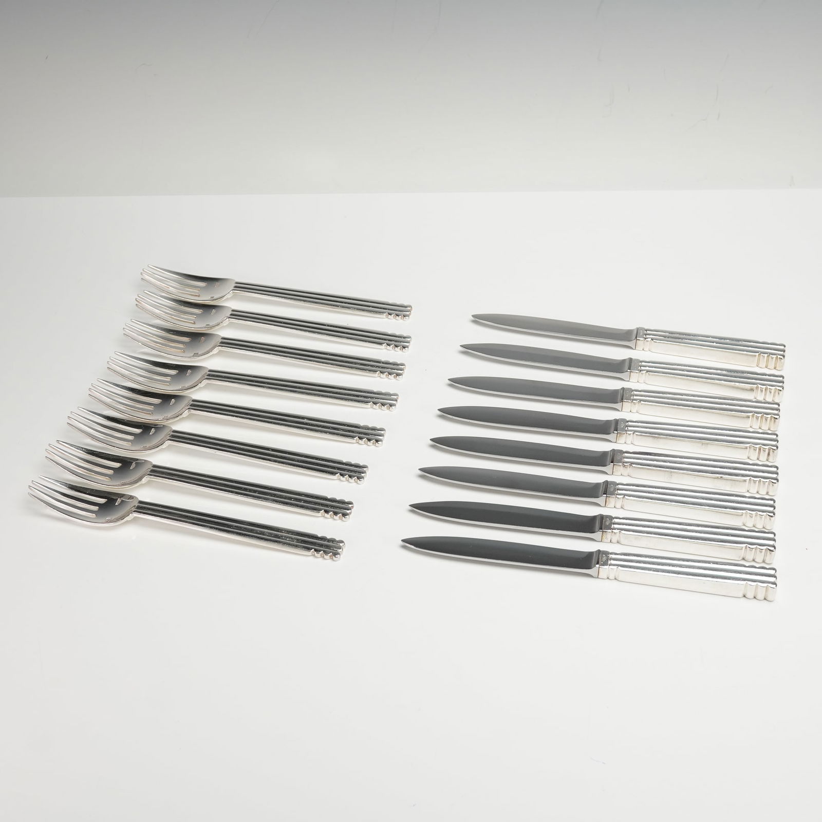 16pc Puiforcat Silver Plated Dinner Forks and Knives, Nantes (1 of 5)