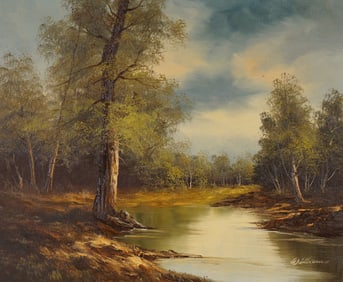 Williams, Oil on Canvas Painting, Forest Landscape, Signed