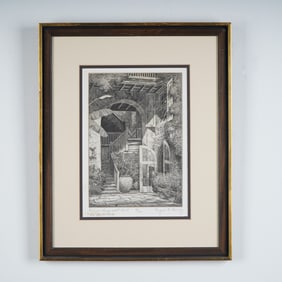 Eugene E. Loving Signed Etching on Paper, Maison Seignouret Old New Orleans