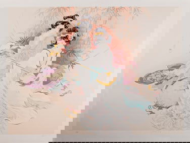 Ayers, Asian Style Limited Edition Serigraph on Paper, Samisen Song, Signed