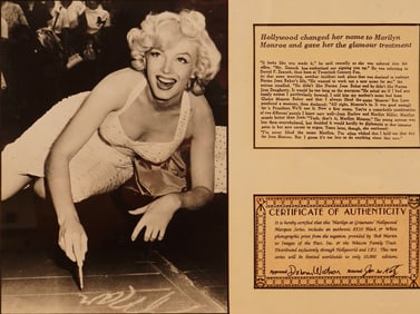 Marilyn Monroe at Graumans Chinese Theatre B&W Photograph w/ COA