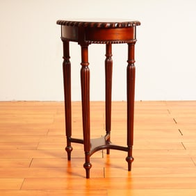 Mahogany Demilune Accent Table with Fluted Legs