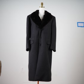 Hickey Freeman Bespoke Pure Cashmere Overcoat with Mink Collar