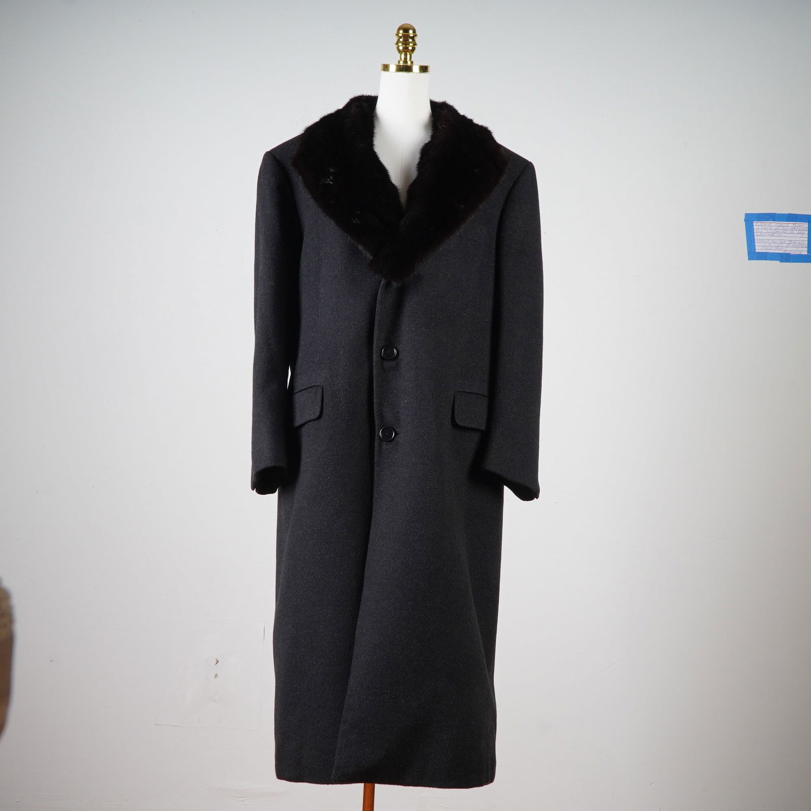 Hickey Freeman Bespoke Pure Cashmere Overcoat with Mink Collar (1 of 5)