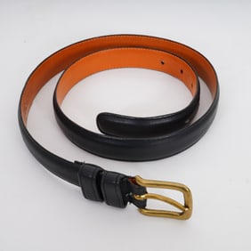 Coach Black Leather Belt with Solid Brass Buckle