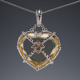 Judith Ripka 18K & Sterling Silver Heart Citrine Pendant