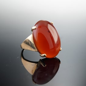 14K Gold Carnelian Ring