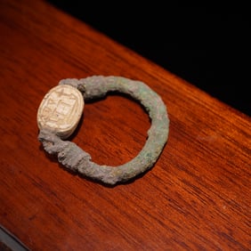 Egyptian Steatite Scarab Bronze Ring