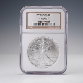 1994 American Silver Eagle Dollar Coin NGC Graded MS 69