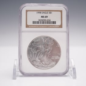 1998 Silver American Eagle 1 Dollar NGC Graded MS69