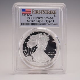2021-W American Silver Eagle Type 1 Dollar PCGS Graded PR70 DCAM