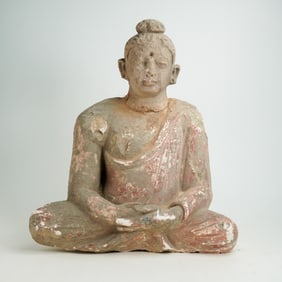 Antique Asian Buddha Carved Stone Sculpture